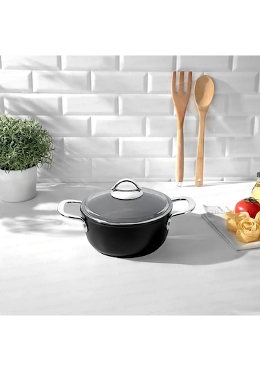 Nehir Titanium Siyah 20 Cm Derin Tencere