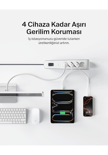 Belkin Surgemaster 4'lü Priz, Yüksek Gerilim Korumalı 2 M Kablo