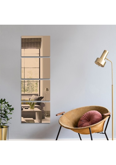 Decorıta Ayna - 4'Lü Takım Dikdörtgen Ayna - 25Cm X 35Cm Çok Renkli