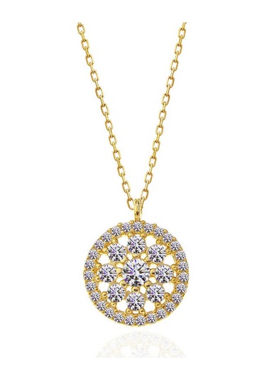 925 Ayar Gümüş Gold Çiçek Kadın Kolye Gümüş