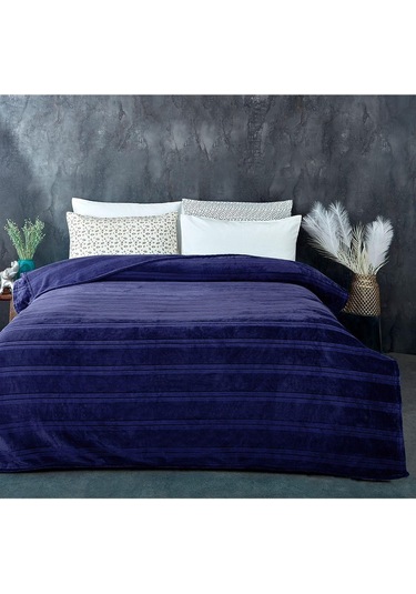 Evlen Home Mayer Supersoft Yumuşak Çift Kişilik Battaniye 180x230 Cm Lacivert Pudra