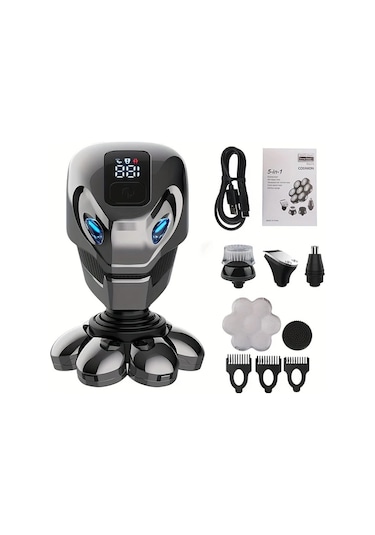 Xuweiwei Gri Chın 7d Usb Sarjli Erkek Tiras Makinesi Islak Kuru Kullanim 5li Bakim Seti Sakal Duzenleyici