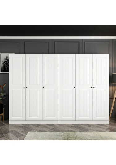 Kale 6 Mebran Kapaklı 4ç Dolap - Beyaz 190cm