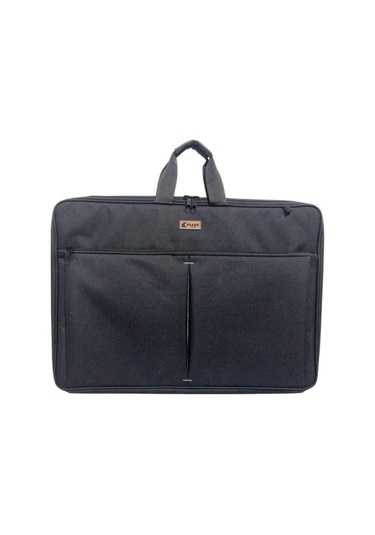 Askılı, Fermuarlı 50x70 Resim Çantası Su Geçirmez Ketenli Kumaş 55x75 Proje Çantası Körüklü Çift Bölme Siyah