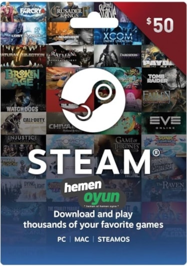 Hemenoyun Steam Gift Card 50 Usd Dolar Cüzdan Kodu
