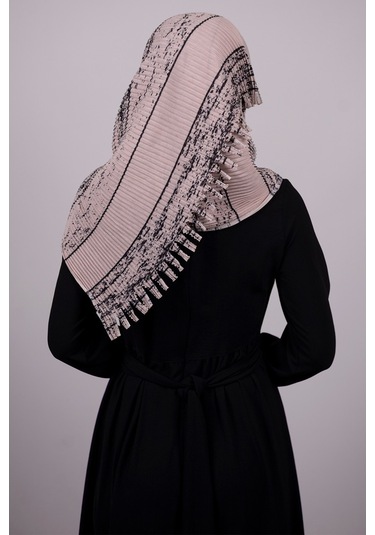 Pudra Pratik Hazır Geçmeli Tesettür Eşarp Kesik Elyaf Piliseli Çi (545491633) Pudra