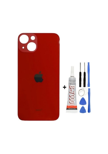 iPhone Uyumlu, Uyumlu, 13 Arka Kapak Cam +yapıştırıcı B700 + Tamir Seti Kırmızı Kırmızı