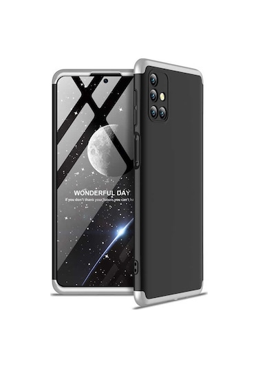Kilifone - Samsung Uyumlu Galaxy M31s - Kılıf 3 Parçalı Parmak İzi Yapmayan Sert Ays Kapak - Siyah-gri