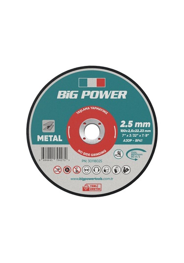 Big Power 180 2.5 22.23 Metal Kesme Taşı 5 Adet