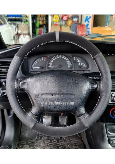 Fiat Marea Uyumlu Dikmeli Direksiyon Kılıfı Noktalı-alkantara Gri Yüzüklü