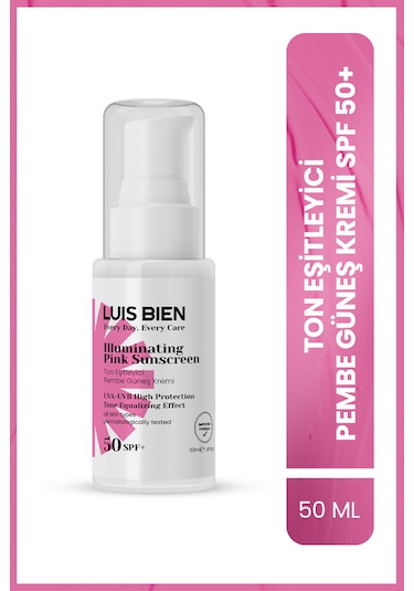Luis Bien SPF 50+ Ton Eşitleyici Pembe Güneş Kremi 50 ML