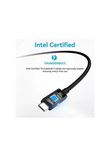 Thunderbolt 5 Type-c Kablo 240w Hızlı Şarj, 120gbps Veri, 16k/8k Görüntü Desteği İntel Sertifikalı Zr1017 1 Adet