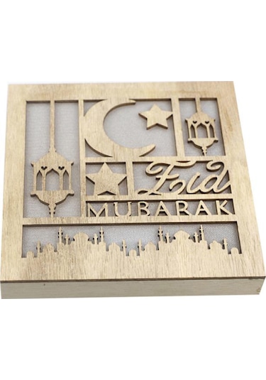 Symbee Muslim Bayramı Dekorasyonu Ahşap Aydınlatmalı Yıldız Mevki Mimari Tasarımı Ev Dekoru Hediye - Jm01935 Siyah