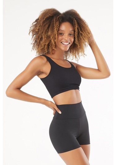 Josejuan Kadın Mini Spor Şort Tayt Yüksek Bel Sıkılaştırıcı 7400 Siyah