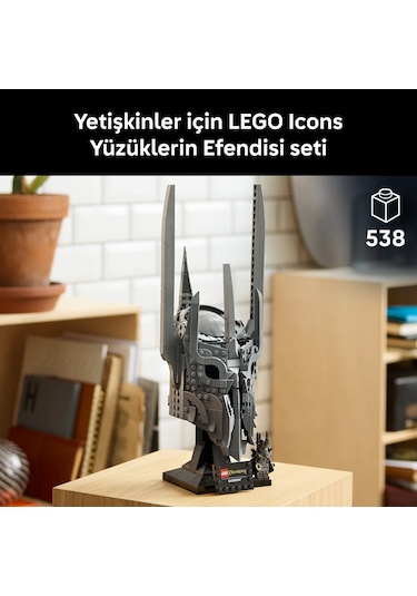 LEGO® Icons Yüzüklerin Efendisi: Sauron'un Miğferi 11373 - Yetişkinler için Minifigür İçeren Yaratıcı Model Yapım Seti (538 Parça)