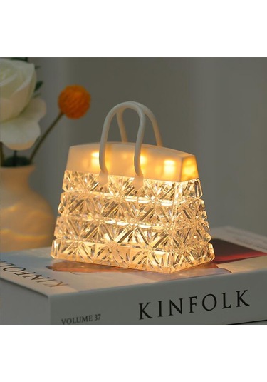 Yifomall Akrilik Çanta Şekilli Led Gece Lambası - Islak Beyaz Işık, Taşınabilir Dekoratif Aydınlatma, Çocuk Hediyesi, Düğme Pil 3xlr44 Şeffaf