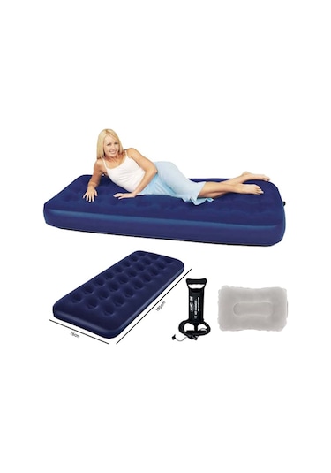 Bestway Tek Kişilik Şişme Yatak Yastık El Pompa Bw121 Lacivert