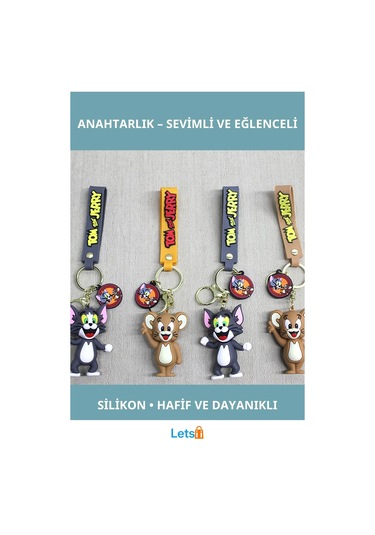 Tom Ve Jerry Sevimli Silikon Anahtarlık Çok Renkli