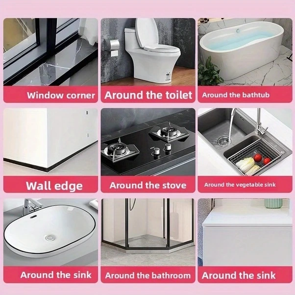 Trendooze Sunshine022 2 Rulo 39.37in Tuvalet Dolgu Şeridi - Kendinden Yapışkanlı Su Yalıtım Bandı Mutfak