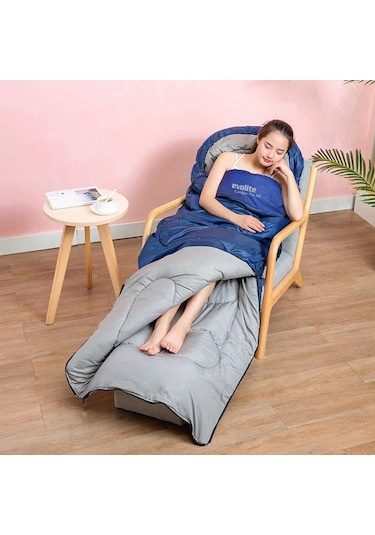 Evolite Camper Pro SQ Birleştirilebilir 2 Kişilik Uyku Tulumu Mavi