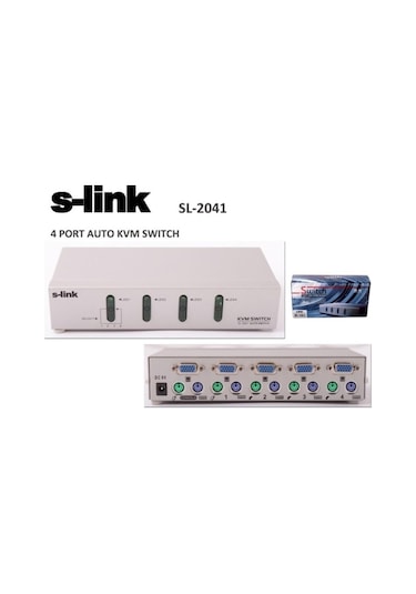 S Link Sl 2041 4Pc 1Mn Vga Ps 2 Otomatik Kvm Switch