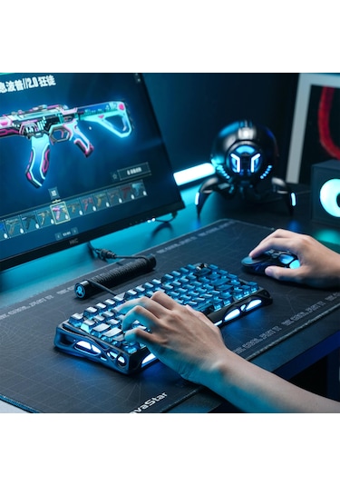 Gravastar Mercury V75 He Hall Effect Manyetik Switch Gaming Klavye, Hot-swappable, Rapid Trigger, 80