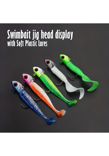 Fochsia 56 Parça Balıkçılık Seti: 5g 7g 10g 14g Kurşun Ağırlık 6 Jig Kafa 50 Yumuşak Yem İle 10g/0.353oz Taze Ve Tuzlu Su Balık Avı