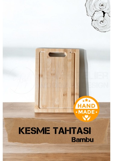 El Yapımı Bambu Ahşap Kesme Tahtası 34 X 24