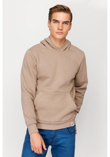 Igs İgs Standart Kapüşonlu Erkek Sweatshirt Camel