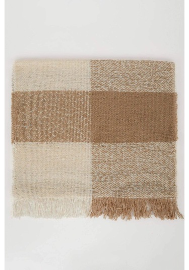 DeFacto Kadın Kareli Püsküllü Atkı A6639AX24WNBG123