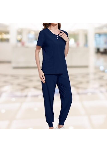 Dolıty Kadın Fırçalama Üniforma Seti Hemşire L-koyu-mavi