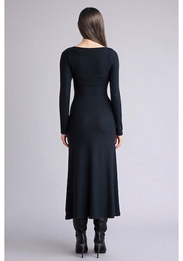 Defacto Bodycon Vücudu Saran Penye Midi Elbise G7878ax26spnv253 Lacivert-nv253