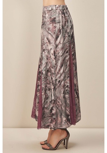 Kloş Gri Desenli Etek Gri