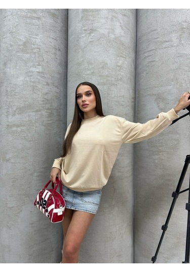 Düz Renk Kadın Sweatshirt Gri