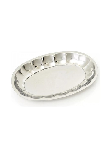 430 Kalite Paslanmaz Çelik Kayık Tabak 34x22 Cm Derinlik 3,5 Cm Gümüş