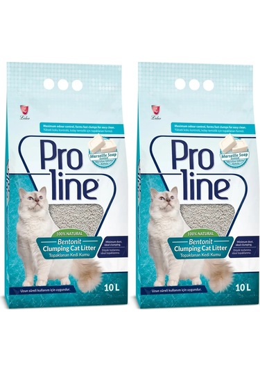 Proline Marsilya Sabunu Kokulu İnce Topaklaşan Bentonit Kedi Kumu 2 x 10 L
