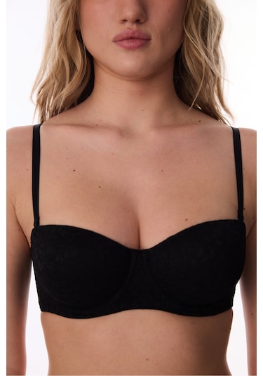 Penti Siyah Bloom Lace Dantel Balenli Sütyen