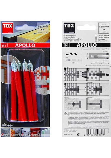 Tox 8X100 Vlf-S1 Apollo Çok Amaçlı Çerçeve Dübeli 6 Adet