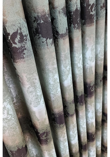 Ebruli Fon Perde Yeşil Kahverengi Renk Yeşil