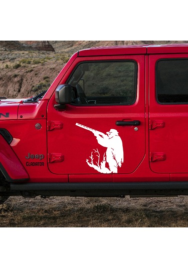 Avcı Sticker - Av Sticker - Hunter Sticker - 50cmx50cm - Beyaz