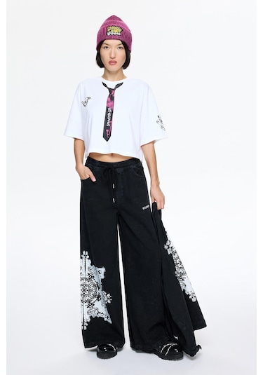 Les Benjamins Les Benjamıns Crop Oversızed Tee 005 M Beyaz