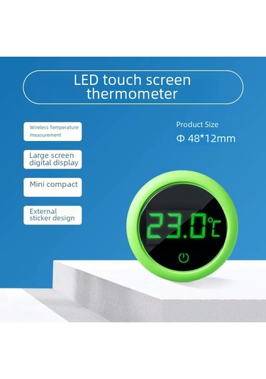 Gajeena Akvaryum Su Sıcaklığı Ölçer - Dijital Lcd Ekranlı, Su Geçirmez Prob, Canlı Su Yaşamı İçin Doğru Ölçüm, Dış Tutkal Tipi Yeşil Yuvarlak Model