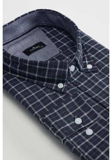 Tudors Büyük Beden Düğmeli Yaka Küçük Kareli Pamuklu Erkek Gömlek-31404-çok Renkli