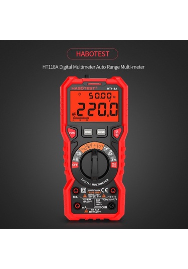 Habotest Ht118a Otomatik Aralığı Siyah Kırmızı Dijital Multimetre