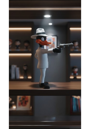 Looney Tunes Daffy Duck Figürü - Mafia Serisi Takım Elbiseli Özel Tasarım Biblo / Figür