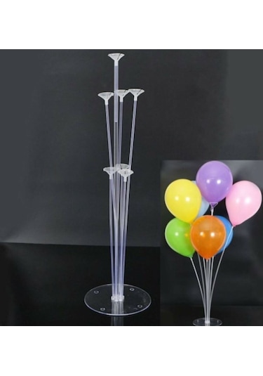 7 Li Balon Standı Çubuk ve Başlıklar Şeffaf