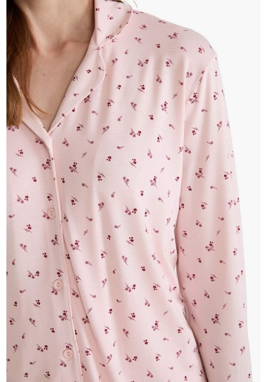 Defacto Pijama Takımı Regular Fit Desenli Uzun Kollu Üst Uzun Alt-fall İn Love G0228ax25aupn364 Pembe-pn364