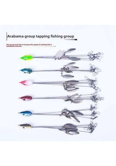 Reedark Lonsan Yeni Alabama Köyü Seti: Liderli Çengel, Yabancı Yem Ve Aksesuarlar - Deniz Ve Göl Balıkçılığı İçin Tam Zirve Sarı Ağ Desenli, 21.5cm, 17g