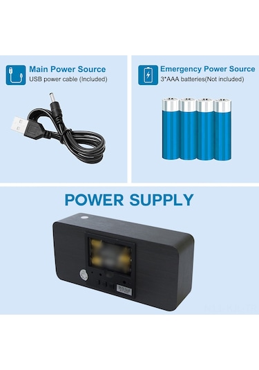 Gajeena Ahşap Dijital Alarm Saat, Led Büyük Ekran, 8 Seviye Parlaklık, Ses Kontrolü, Zaman-tarih-sıcaklık Gösterimi, Otomatik/manuel Aydınlatma Bambu