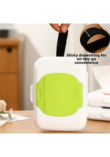Fochsia Beyaz Yeşil Taşınabilir Islak Mendil Dispenser Kutusu Seyahat Bebek Arabası İçin Pp Dayanıklı Beyaz Yeşil